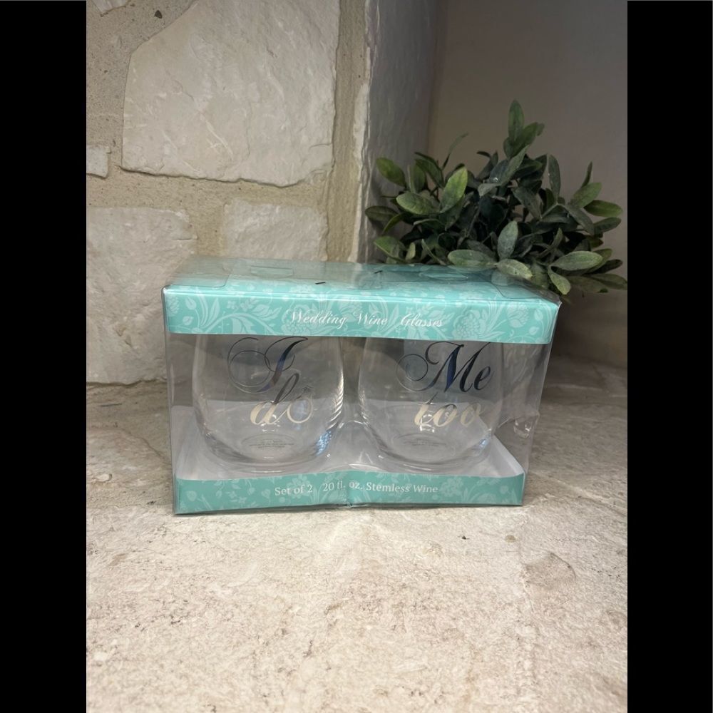 Raise The Bar Wedding stemless wine glasses 20oz  New